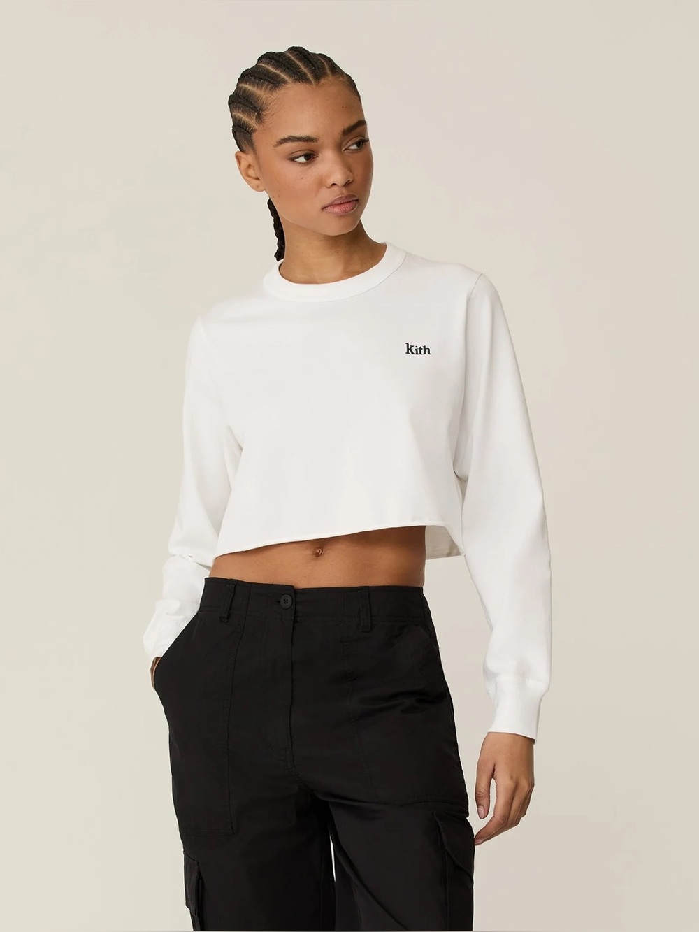 Kith Women Lucy Cropped Long Sleeve II Tee small